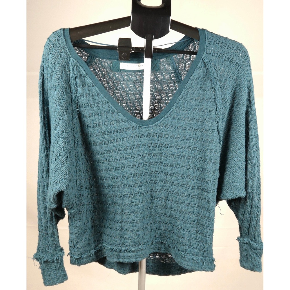 Free People‎ Women's XS Thiens Hacci 100% Cotton Oversize Knit V-Neck Sweater